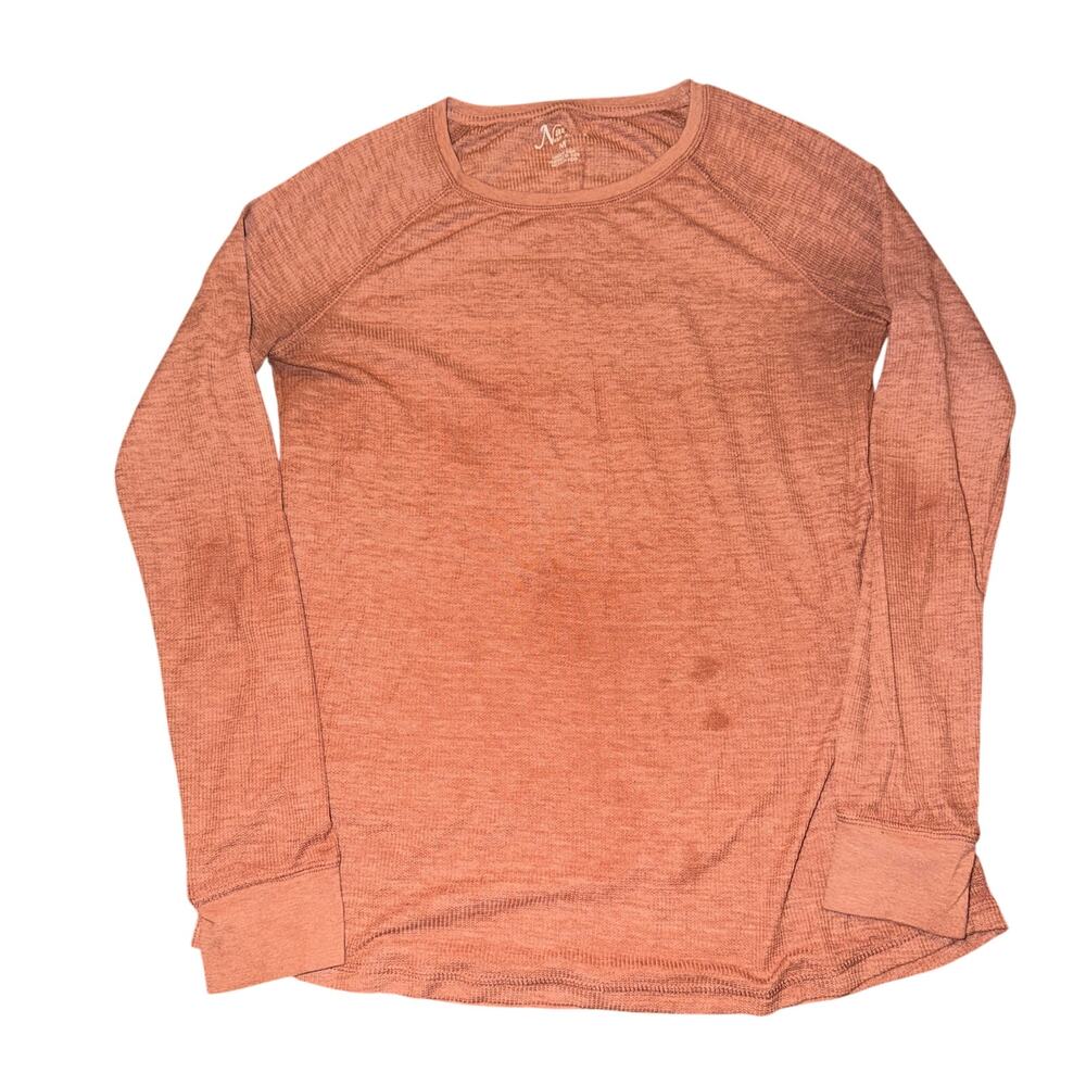 Natural Reflections Waffle Knit Long Sleeve Shirt Women’s Size M Red Round Neck